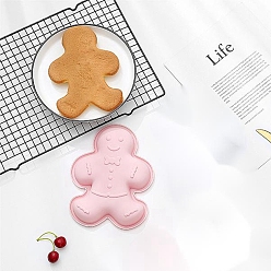 Pink Gingerbread Man Food Grade Silicone Molds, Cake Pan Molds, For DIY Chiffon Cake Bakeware, Pink, 210x165x28mm