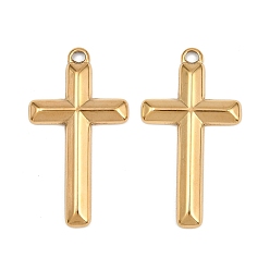 Настоящее золото 18K 304 подвески из нержавеющей стали, крест прелести, ионное покрытие (ip), реальный 18 k позолоченный, 36x20x3 мм, отверстие : 2.5x2 мм