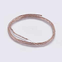 Гальванический Розовый Золотой Гальванизировать немагнитных синтетический гематит нитей бисера, колонка, покрытием из розового золота, 1x1.5 мм, отверстие : 0.1 мм, около 400 шт / нитка, 16 дюйм