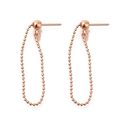 Розовое Золото Покрытие стойки латунная проволока для ушей, без кадмия и без свинца, долговечный, с силиконовым, розовое золото , 38x4 мм, штифты : 0.7 мм
