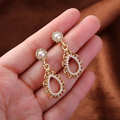 Teardrop Женские серьги с подвесками из бусин из искусственного жемчуга, со сплавочной фурнитурой со стразами, слеза, 18x11 мм