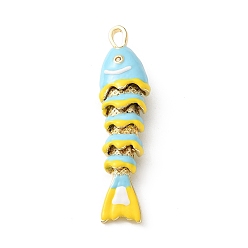 Azul Colgantes de latón con micropavé de circonitas cúbicas de color naranja, con esmalte, encantos de pescado, sin plomo y cadmio, chapado en rack, larga duración plateado, real 18 k chapado en oro, azul, 46x11x7 mm, agujero: 4x2.5 mm