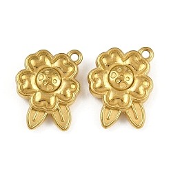 Настоящее золото 18K 304 подвески из нержавеющей стали, ионное покрытие (ip), цветочный шарм, реальный 18 k позолоченный, 19.5x15.5x5.5 мм, отверстие : 1.6 мм