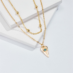 Золотой Сплав дурного глаза и сердца, индиголит, горный хрусталь, подвеска, двухслойные ожерелья для женщин, золотые, 13.39 дюйм (34 см)