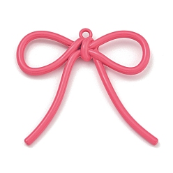 Темно-Розовый Подвески из сплава, окрашеные, бантом прелести, темно-розовыми, 39x42x5.5 мм, отверстие : 1.8 мм