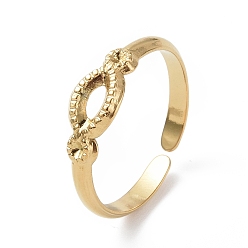 Real 18K Gold Plated 304 Stainless Steel Open Cuff Ring Finding, Ring Settings Ion Plating(IP), Oval, Real 18K Gold Plated, US Size 7 1/4(17.5mm), Fit for 1.2mm