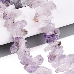 Super Seven Quartz Raw Rough Natural Purple Super Seven Quartz Beads Strands, Nuggets, Top Drilled, 7~27x7~15x3~13mm, Hole: 0.6~0.8mm, about 73pcs/strand, 16.93 inch(43cm)