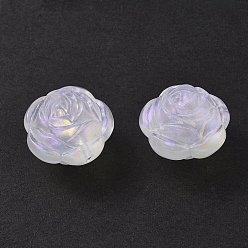 Clear Transparent Acrylic Beads, Glitter Powder, 3D Rose, Clear, 25x22mm, Hole: 2mm, about 85pcs/500g