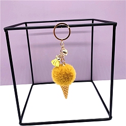 Золотистый Брелок с пушистым помпоном в виде мороженого, для украшения сумки, брелок подарок и рюкзак для телефона, золотые, 14.5 см