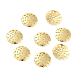 Raw(Unplated) Brass Sieve Findings, Flat Round with Hole, Raw(Unplated), 14x1.5mm