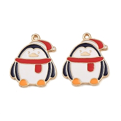 Пингвин Рождественские эмали сплава подвески, золотой свет, пингвин, 24.5x20.5x1.5 мм, отверстие : 1.6 мм