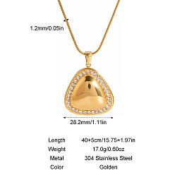 Треугольник 304 Женские геометрические подвески-ожерелья из нержавеющей стали с кристаллами и стразами, реальный 18 k позолоченный, треугольные, 15.75 дюйм (40 см)