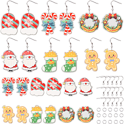 Gemischte Farbe DIY Weihnachts-Sets zum Basteln von Acryl-Ohrhängern, Gemischte Farbe, 8~40x8~38x0.9~2.5 mm, Bohrung: 2~6.2 mm