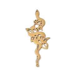 Золотой 201 из нержавеющей стали филигранные подвески, санке с цветочными подвесками, золотые, 41x17.5x1 мм, отверстие : 1 мм