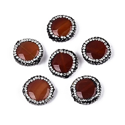 Седло Коричневый Натуральный агат, окрашенные, плоско-круглые, седло коричневый, 17~18x6 мм, отверстие : 1 мм