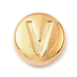 Letter V 304 из нержавеющей стали бусы, плоские круглые с буквы, золотые, Буква V, 7x3.5 мм, отверстие : 1.7 мм
