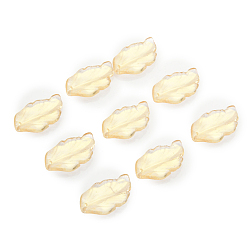 Шампанско-Желтый Краски для выпечки стеклянные бусины, Топ пробуренной, лист, шампанское желтый, 28x17x4 мм, отверстие : 1 мм