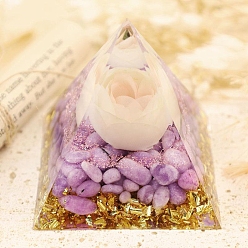 Лиловый Генераторы энергии смолы оргонитовой пирамиды, чипсы из драгоценных камней внутри для украшения стола домашнего офиса, сирень, 50 мм