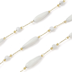 Настоящее золото 18K 304 кабельные цепи из нержавеющей стали, с оболочкой, ионное покрытие (ip), пайки, с катушкой, слеза, реальный 18 k позолоченный, 15.5x5мм и 4мм и 2x1.8x1мм, около 32.81 футов (10 м) / рулон