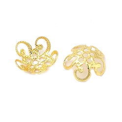 Золотой Латунные бусины колпачок, долговечный, 5-лепестков цветка, золотые, 10.5x11x4 мм, отверстие : 1.2 мм