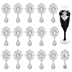 Серебро Сплав горный хрусталь кабошоны, слеза, серебряные, 63x32x6 мм
