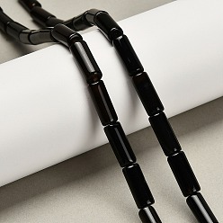 Черный Окрашенные естественный агат бисер пряди, колонка, чёрные, 15.5~16x6~6.5 мм, отверстие : 1 мм, около 24~25 шт / нитка, 14.96~15.35'' (38~39 см)