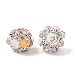 Разноцветный Сверкающие акриловые стразы круглые бусины, cmолой, фокусные бусины для ручек, красочный, 20x14 мм, отверстие : 2.5 мм