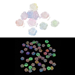 (52) Непрозрачная лаванда Светящаяся смола декодирует кабошоны, светится в темноте, двухцветный цветок, разноцветные, 7.5x8x4 мм