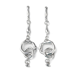 Платинированный Поручни из латунной чашки, переплетенные кольца, подвесные дужки для полупросверленных бусин, без кадмия, без никеля и без свинца, Реальная платина, 60.5x14x3.5 мм, отверстие : 7 мм, штифты : 0.8 мм