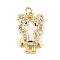 Real 18K Gold Plated Brass Cubic Zirconia with Shell Pendants, Long-Lasting Plated, Lead Free & Cadmium Free, Bear, Real 18K Gold Plated, 19x12x3mm