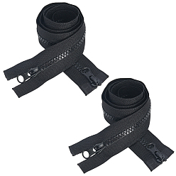 Черный 3шт. аксессуары для одежды, молния из полиэстера и смолы, Компоненты застежки-молнии, с полимерными бегунками-молниями, чёрные, 815x31x3 мм