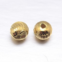 Real 18K Gold Plated Fancy Cut Round 925 Sterling Silver Spacers Beads, Real 18K Gold Plated, 5mm, Hole: 1.2mm, about 100pcs/20g