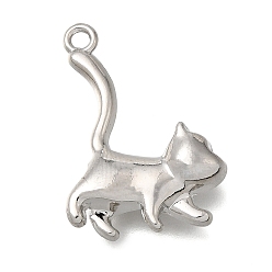 Platinum Alloy 3D Pendants, Cat Shape Charms, Platinum, 23x16x6mm, Hole: 1.6mm