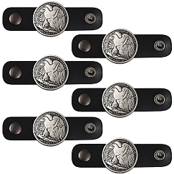 Oiseau 6 Pièces en alliage avec pinces à foulard en simili cuir, noir, argent antique, oiseau, 78x29.5x9mm