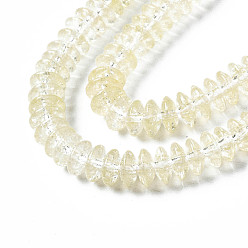 Светлый Золото-желтый Стеклянные бусины кракле , окрашенная и подогревом, рондель, светлый золотарник желтый, 6x3.5 мм, отверстие : 1.2 мм, около 147 шт / нитка, 15.23 дюйм (38.7 см)