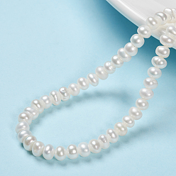 Белый Нити из натурального культивированного пресноводного жемчуга, рондель, белые, 5~6x4 мм, отверстие : 0.5 мм, около 89 шт / нитка, 14.7 дюйм (37.5 см)