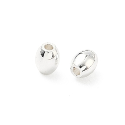 Посеребрённый Латунные бусины, овальные, долговечный, без свинца и без кадмия, стойки покрытие, 925 серебро покрытием, 6x5 мм, отверстие : 1.6 мм