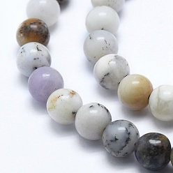 White African Opal Natural White African Opal Beads Strands, Round, 10mm, Hole: 1mm, about 37pcs/strand, 15 inch(38.1cm)