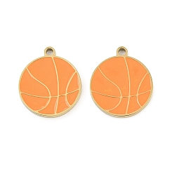 Basketball 304 нержавеющей стальной эмали подвески, золотые, Баскетбол прелести, 18.5x16x1.5 мм, отверстие : 1.6 мм