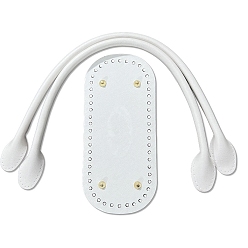 Белый Pu кожа вязание крючком овальные сумки дно и ручки сумки, белые, 520 мм, база: 220x100 мм