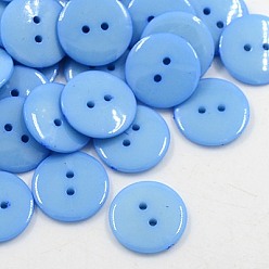 Васильковый Акриловые швейные пуговицы , пластиковые пуговицы для одежды , 2-луночное, окрашенные, плоско-круглые, васильковый, 24x3 мм, отверстие : 2 мм