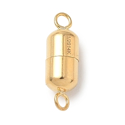 Real 14K Gold Filled Колонка латунные магнитные застежки, real 14 k золото заполнено, 14x4.5x4.5 мм, отверстие : 1.5 мм, 4.5 mm в диаметре