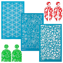 Кролик Нейлоновая форма для оттиска, прямоугольные, керамические и глиняные инструменты, Картина кролика, 14.8x9x0.002 см, 3 шт / комплект