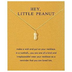 Peanut Дружба латунные подвески ожерелья, золотые, арахис, 17.72 дюйм (45 см)