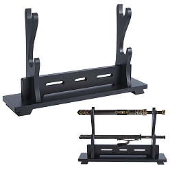 Черный 2 деревянные подставки для мечей и катан, кронштейн самурайский меч дисплей мольберты, чёрные, 39.1x8.9x24.5 см