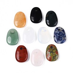 Смешанные камни Природные и синтетические смешанные каменные подвески, трапециевидные подвески, смешанные окрашенные и неокрашенные, 35x25x9~10 мм, отверстие : 5~5.5 мм