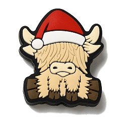 (461) Высокий Металлик Виноград Рождественская серия силиконовые бусины, кремово-белые, крупный рогатый скот, 30.5x25.5x7.5 мм, отверстие : 2 мм