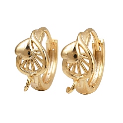 Настоящее золото 24K Латунная фурнитура для хооп серег, без кадмия и без свинца, сердце, реальный 24 k позолоченный, 16.5x14x7 мм, отверстие : 1.8 мм, штифты : 1.1 мм