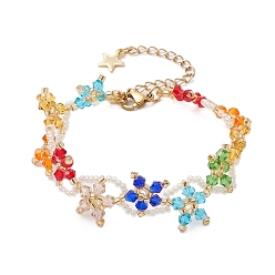 (52) Непрозрачная лаванда Стекло бисер браслеты, с 304 из нержавеющей стали Lobster Claw застежками, разноцветные, 6-1/4 дюйм (16 см)