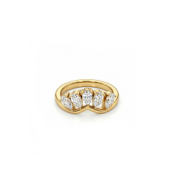 Clear 304 Stainless Steel Micro Pave Cubic Zirconia Finger Rings, Teardrop, Golden, Clear, US Size 7(17.3mm)